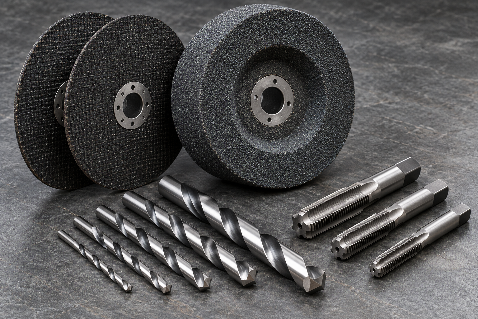 Cutting wheels, grinding wheel, threading taps and drill bits